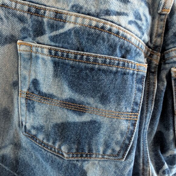 Express Bleus Vintage Abstract Tie Dye Bootcut Jeans Size 3/4 100% Cotton - Picture 9 of 10